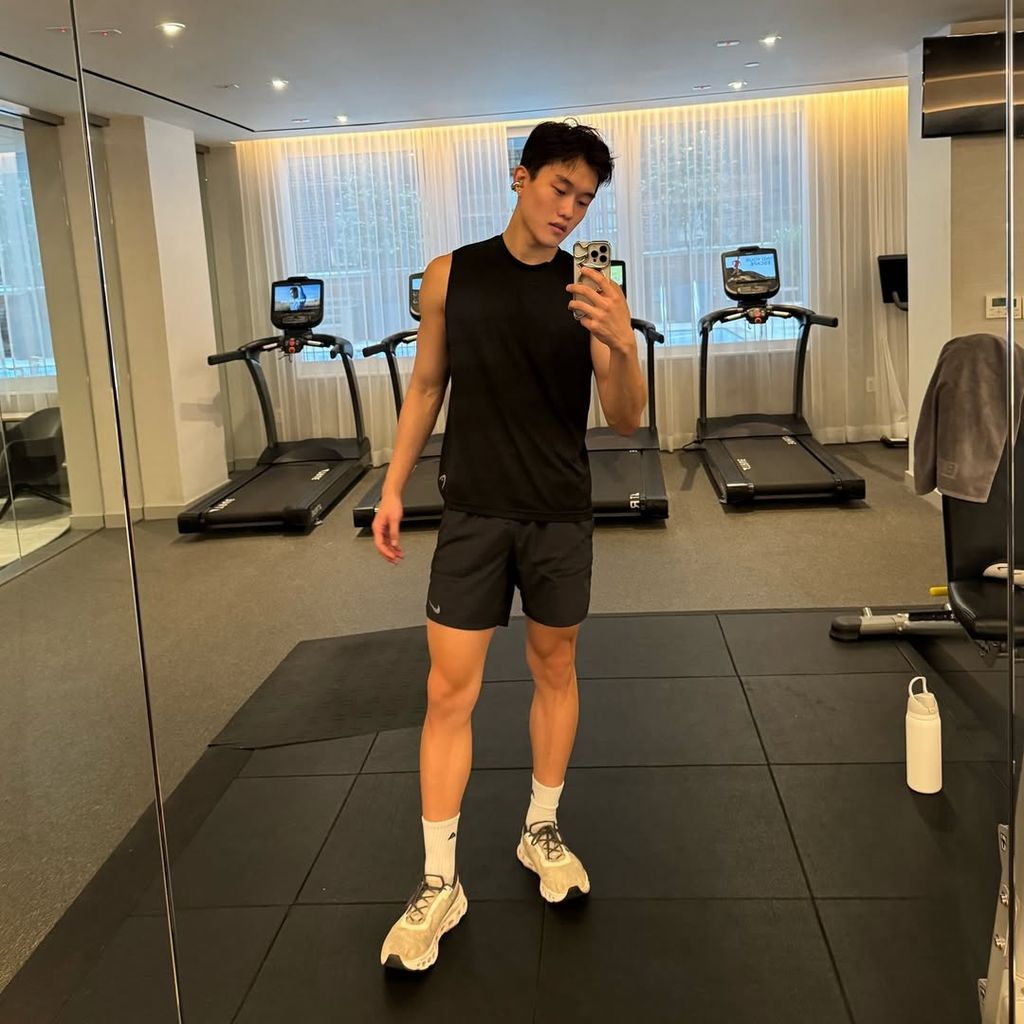 Jackson Kim poses in a gym