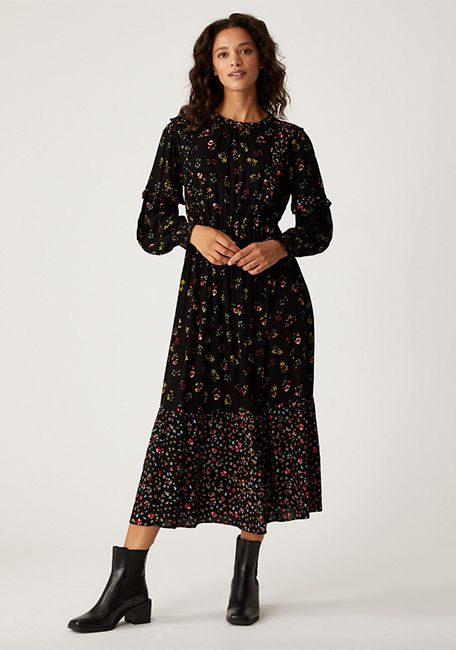 M and S floral midi dress