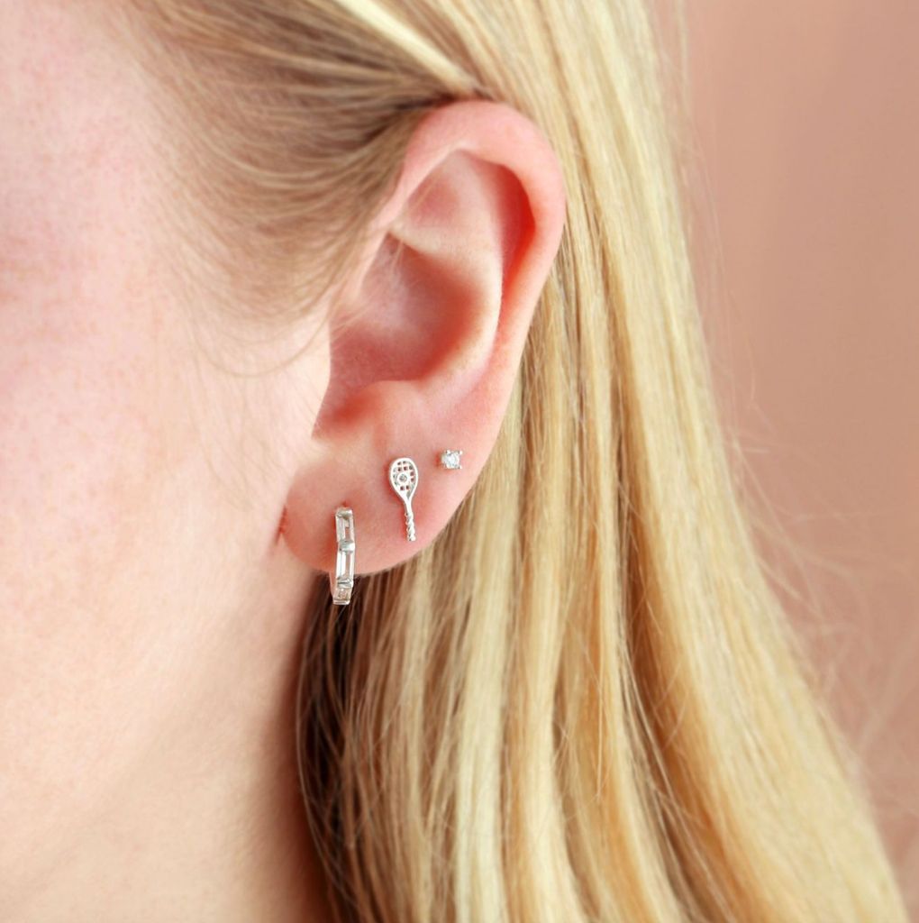 Tennis racket earrings