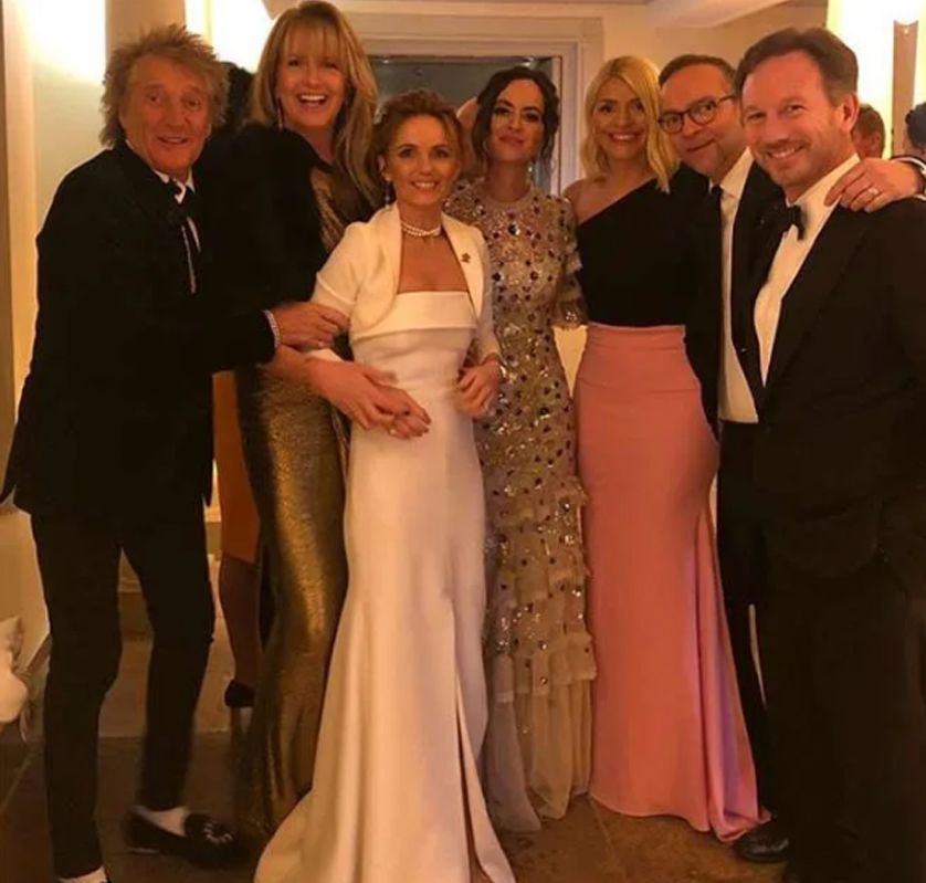 Geri Halliwell in a white dress with Rod Stewart, Holly Willoughby and more stars