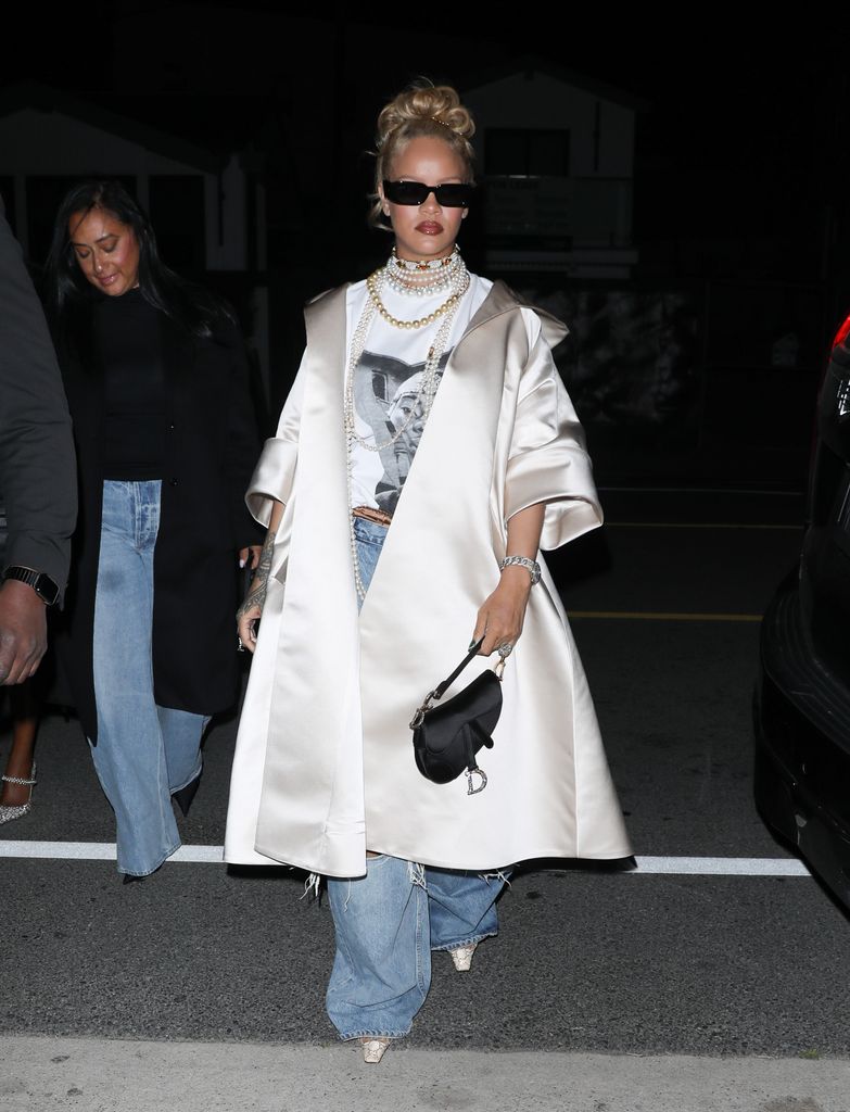 Rihanna is seen at Giorgio Baldi restaurant on April 06, 2024 in Los Angeles, California.  (Photo by The Hollywood Curtain/Bauer-Griffin/GC Images)