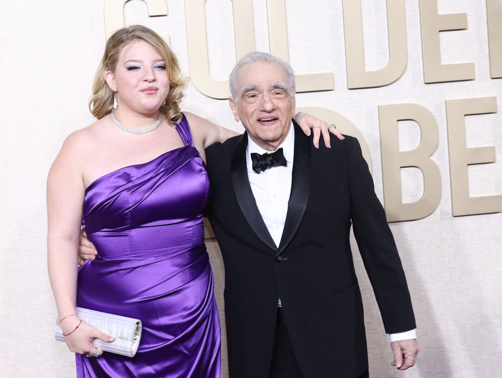 Francesca Scorsese and Martin Scorsese at the 81st Golden Globe Awards held at the Beverly Hilton Hotel on January 7, 2024 in Beverly Hills, California
