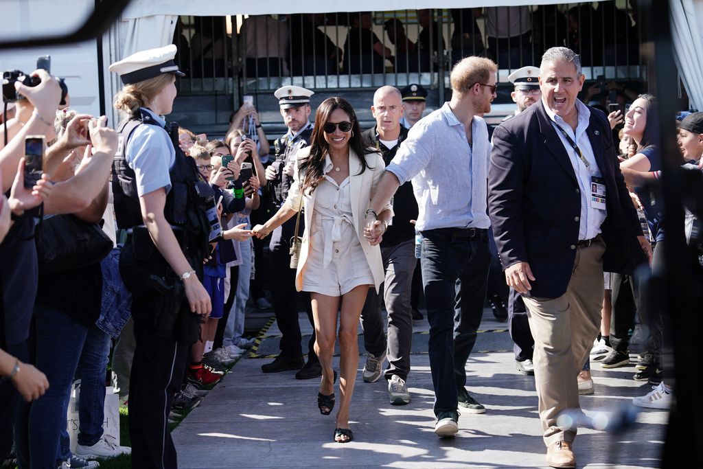 The Duke and Duchess of Sussex depart the archery event at the Merkur Spiel-Arena