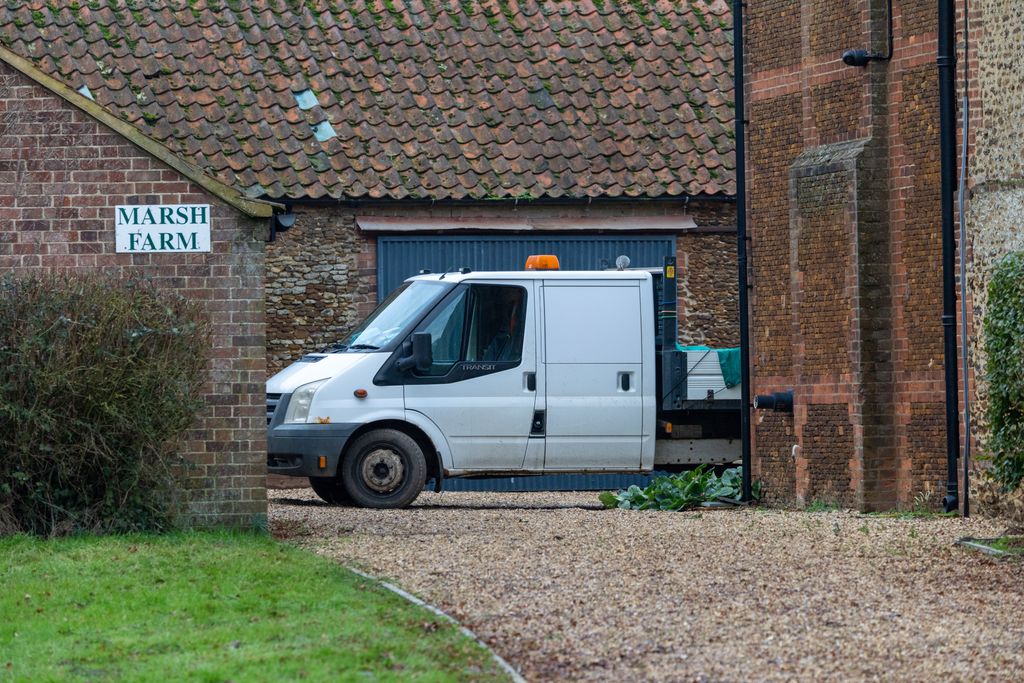 Workers outside Marsh Farm