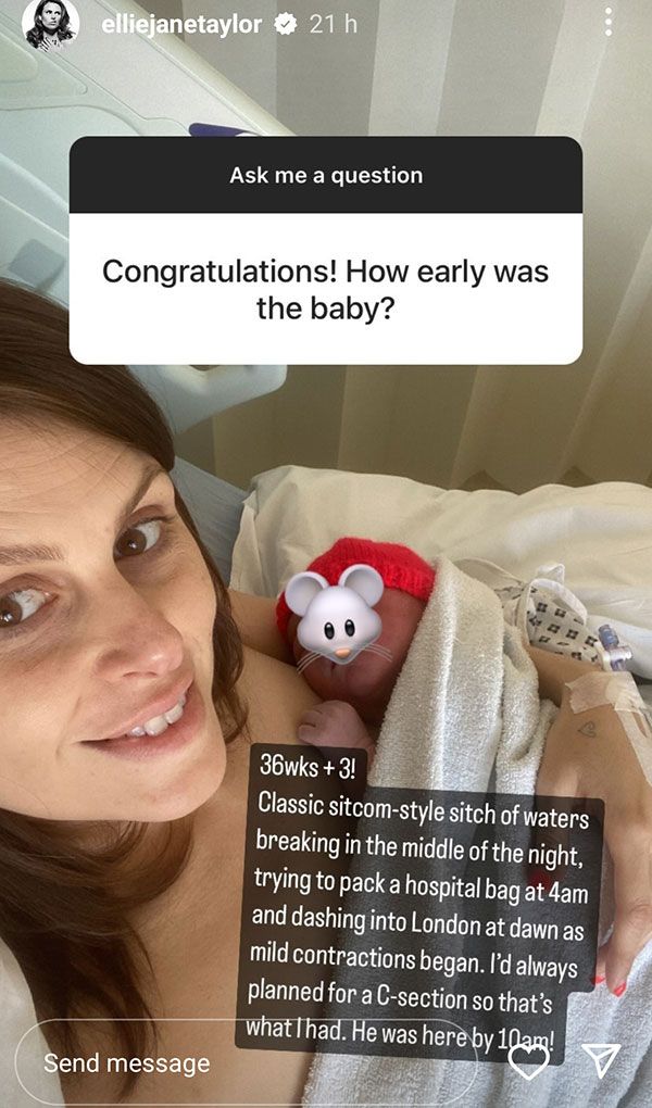 ellie hospital selfie with newborn 