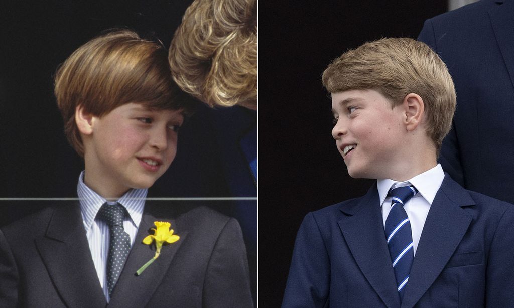 Prince William and Prince George wearing similar suits
