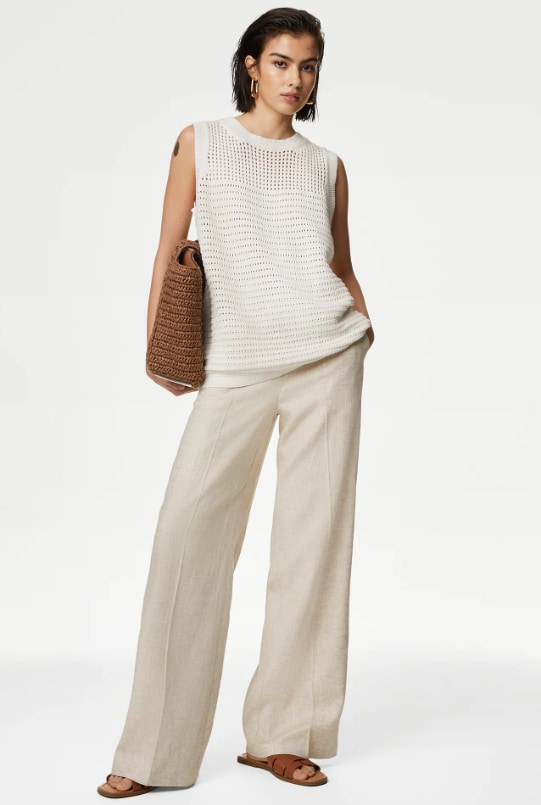 marks and spencer linen trousers