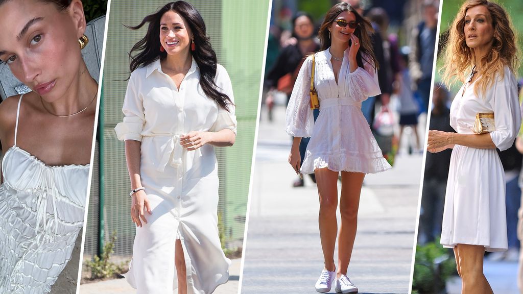 Celebrities wearing white dresses