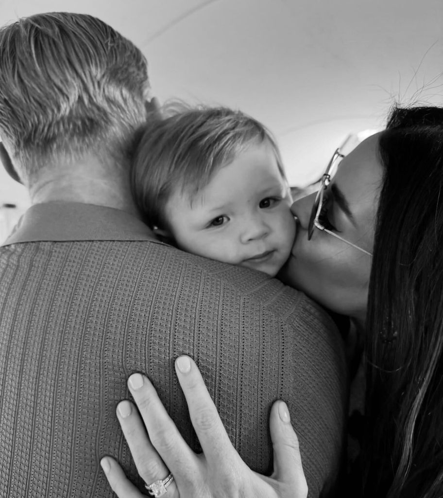 Jessica shared the news alongside a beautiful black and white image of her kissing her son on the cheek 