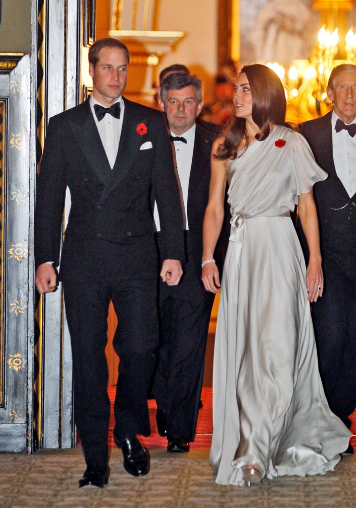 Princess Kate in a silver one-shoulder gown in 2011