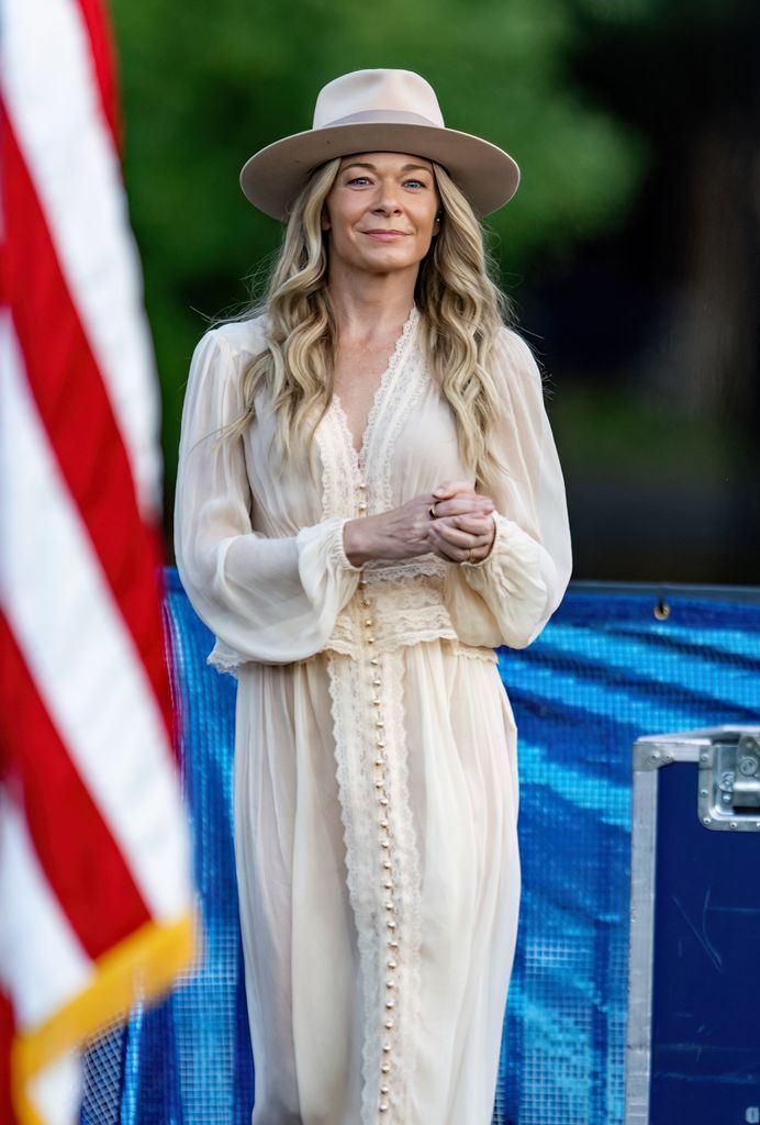 Singer and songwriter LeAnn Rimes is seen performing during Salute to Service: The United States Army Field Band featuring LeAnn Rimes on July 03, 2024 in Philadelphia, Pennsylvania
