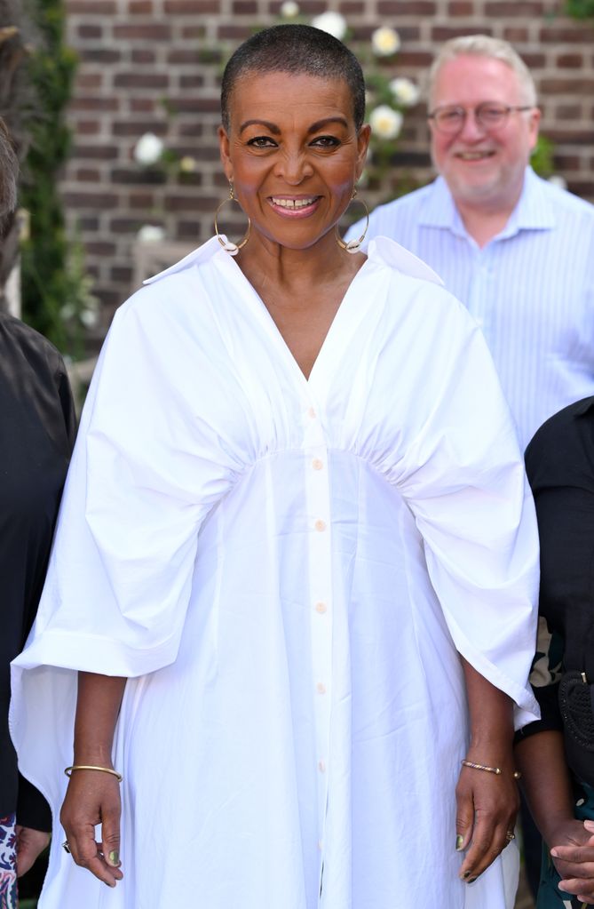 Adjoa Andoh attends The RHS Chelsea Flower Show at Royal Hospital Chelsea on May 20, 2024 in London, England