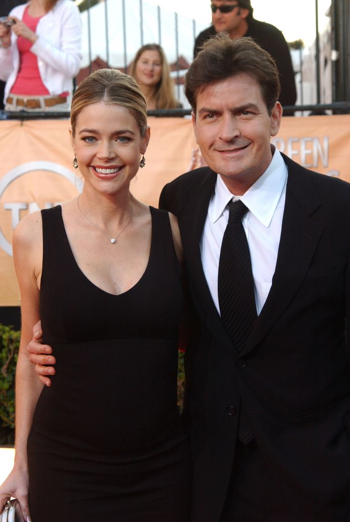Denise Richards and Charlie Sheen pose on the red carpet