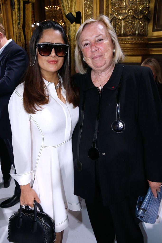 Salma Hayek and Maryvonne Pinault attend the Stella McCartney show during PFW on October 3, 2016 in Paris, France