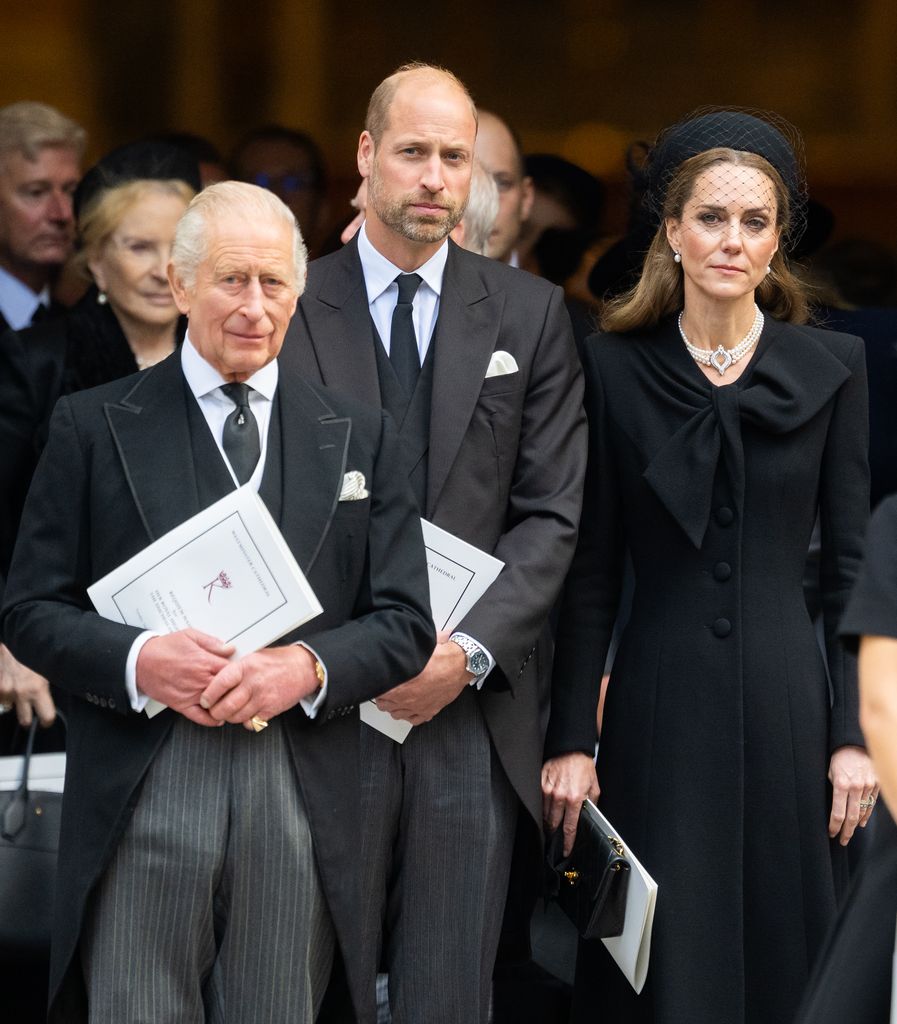 King Charles III, Prince William and the Princess of Wales attend the funeral of the Duchess of Kent at Westminster Cathedral