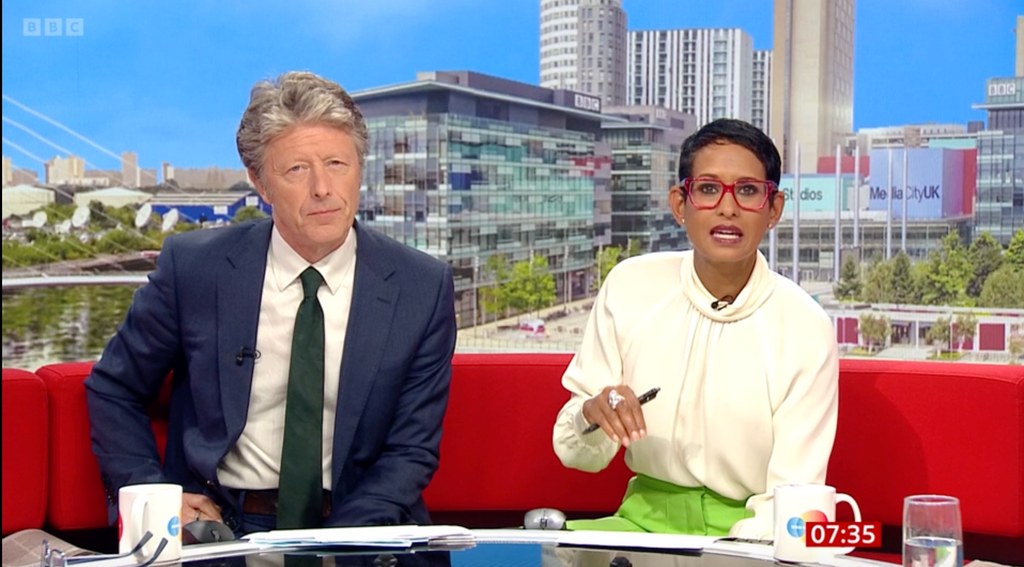 Naga Munchetty and Charlie Stayt on BBC Breakfast