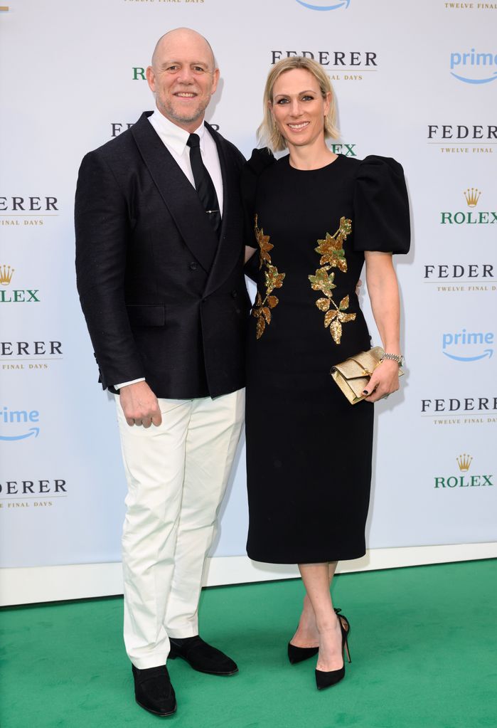 Mike Tindall in  for a dapper black blazer with Zara in black dress