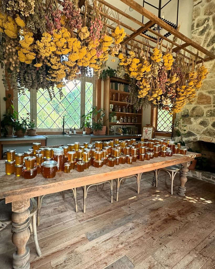 Joanna Gaines shares a photo after the family's honey harvest on their farm from the dining room, posted on Instagram