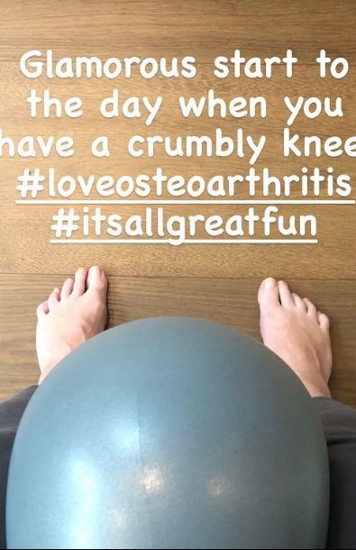 Feet and legs and an exercise ball