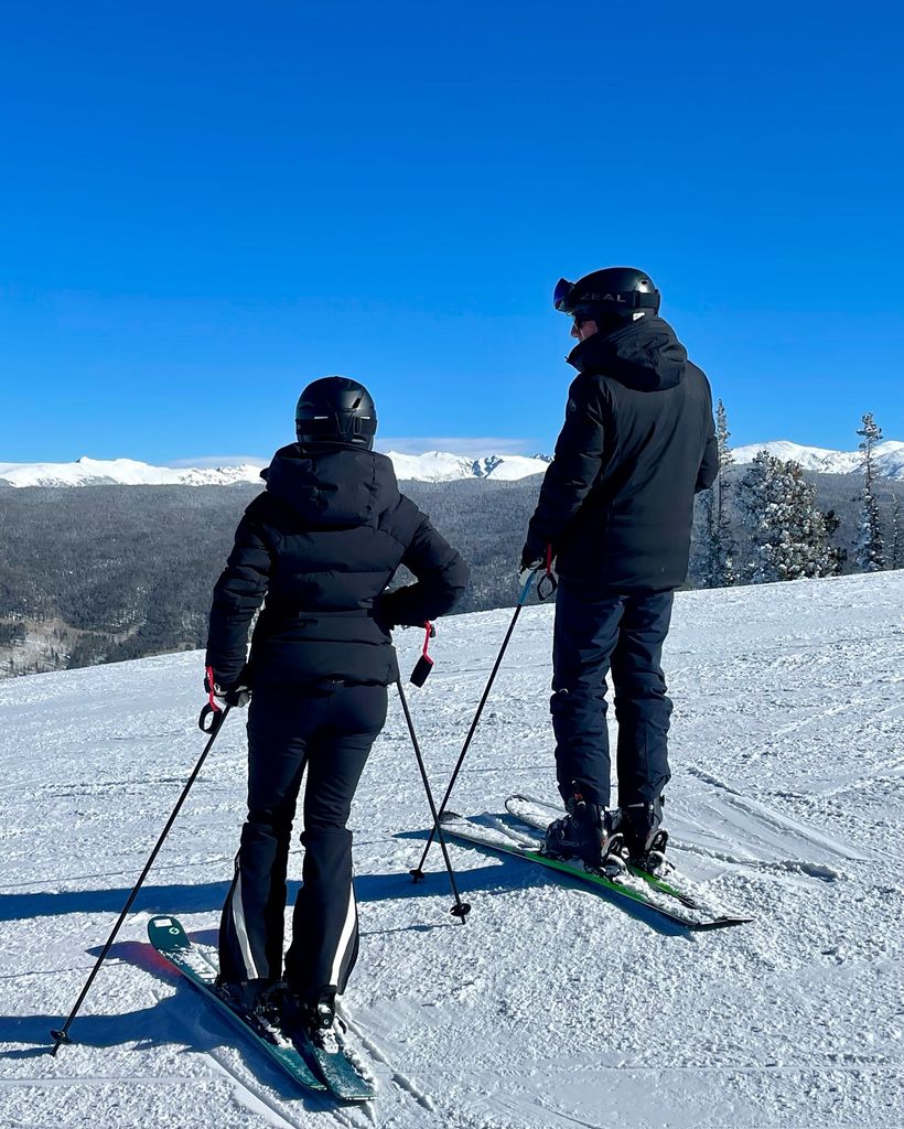 Salma Hayek and Fancois-Henri Picault skiing in Aspen