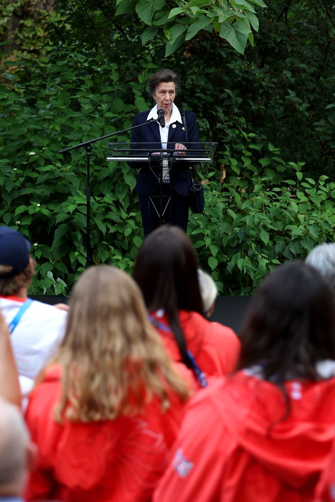 Princess Anne gives a speech to Team GB