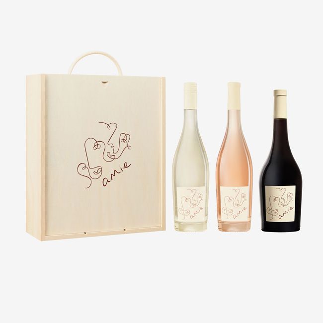 Amie gift box of wine with rose white and red options