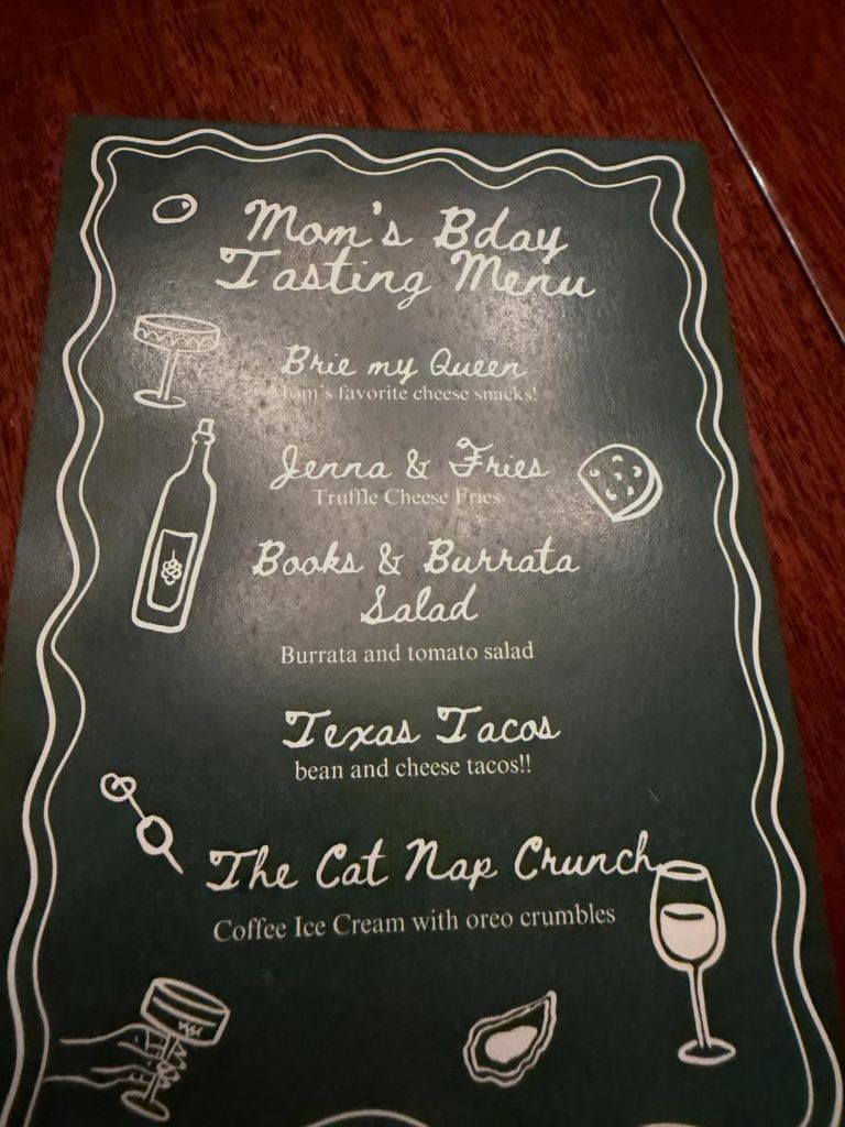 Jenna's kids created a menu just for her 