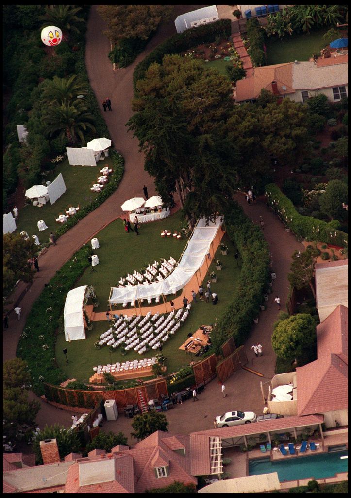 An aerial view of Brad Pitt and Jennifer Aniston's wedding venue July 29, 2000 in Malibu, CA