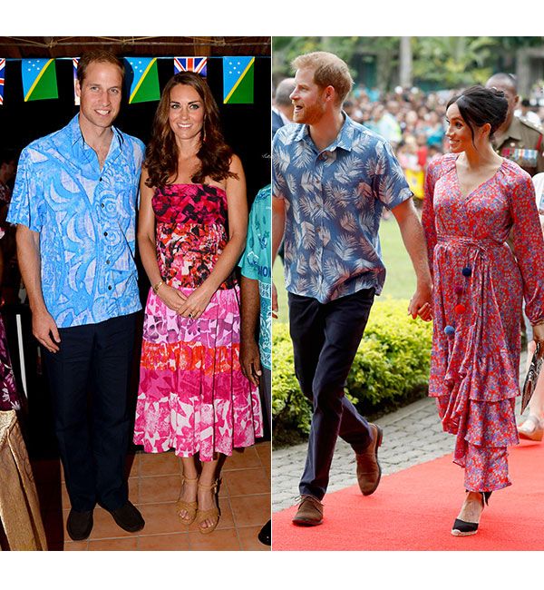 harry meghan similar tour outfits kate william