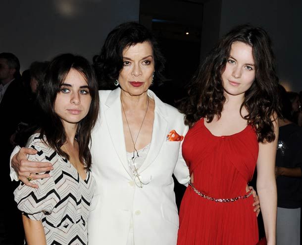 Mum-to-be Assisi with her grandmother Bianca Jagger and sister Amba