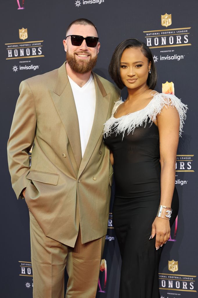 Travis Kelce and Kayla Nicole attend the 11th Annual NFL Honors at YouTube Theater on February 10, 2022