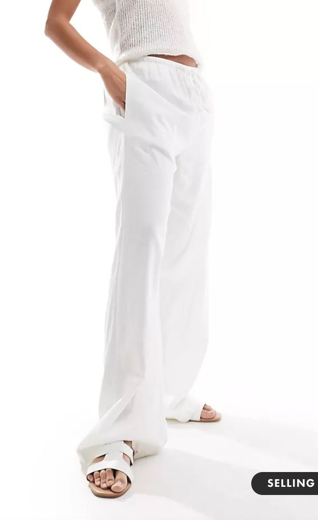 asos linen white trousers