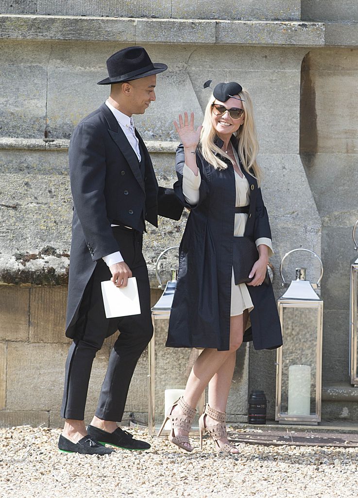 Emma Bunton and Jade Jones in monochrome wedding guest outfits