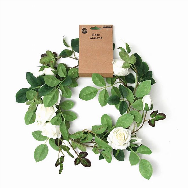 white rose garland