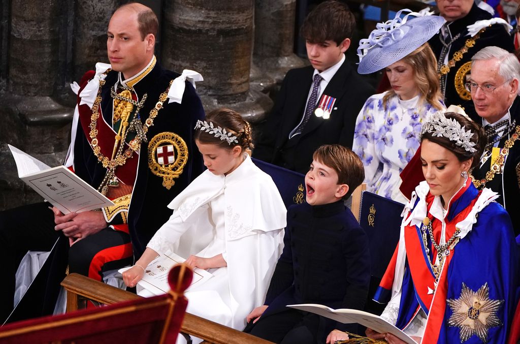 Prince Louis yaning mid way through King Charles' coronation