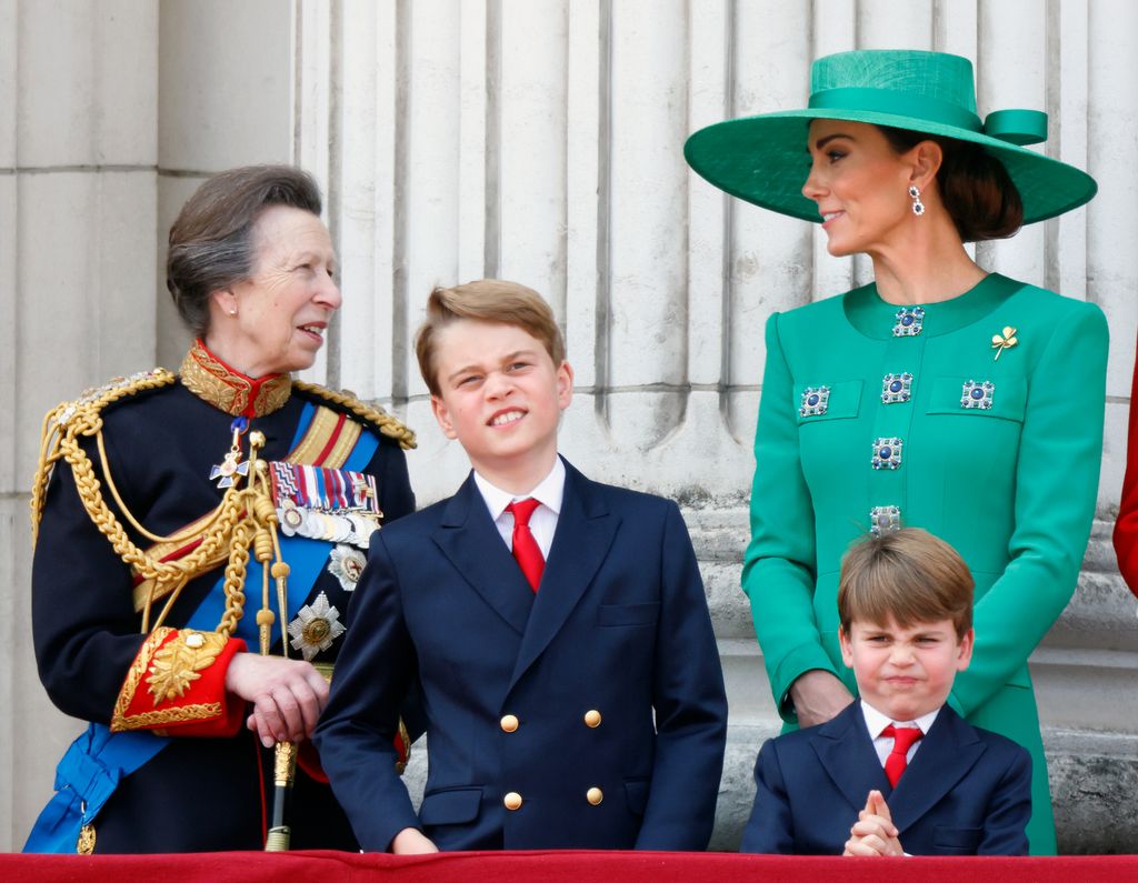 Princess Anne speaks to the Princess of Wales at Trooping the Colour