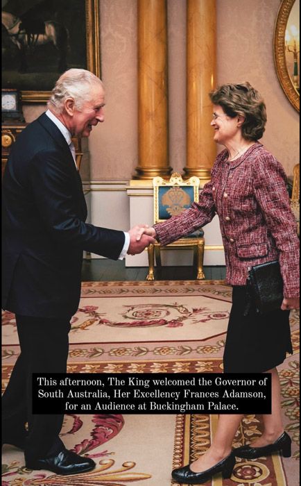charles shaking hands with Frances Adamson 