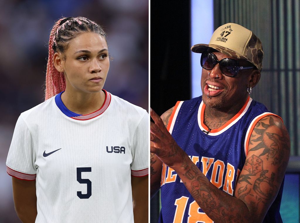 Picture of Dennis Rodman (right) and picture of his daughter Trinity (left) 