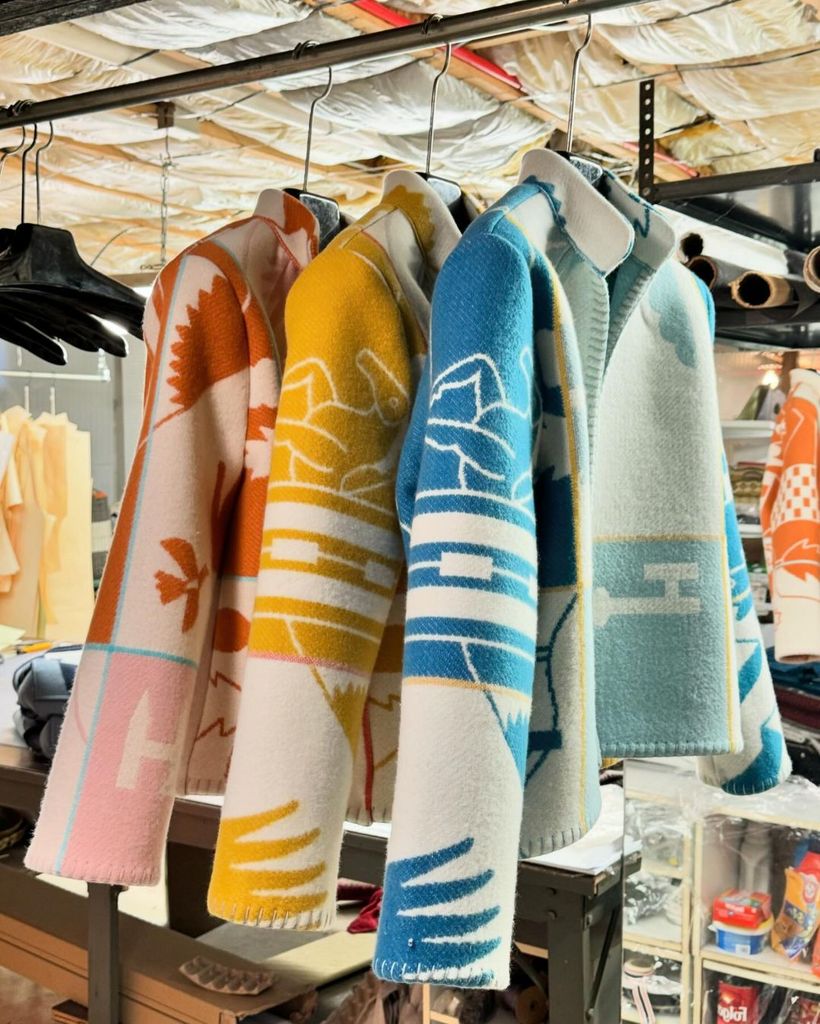 Lily and Michel create couture jackets from upcycled Hermes towels