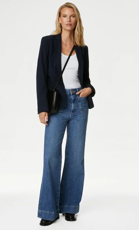 M&S COLLECTION Patch Pocket Flare High Waisted Jeans
