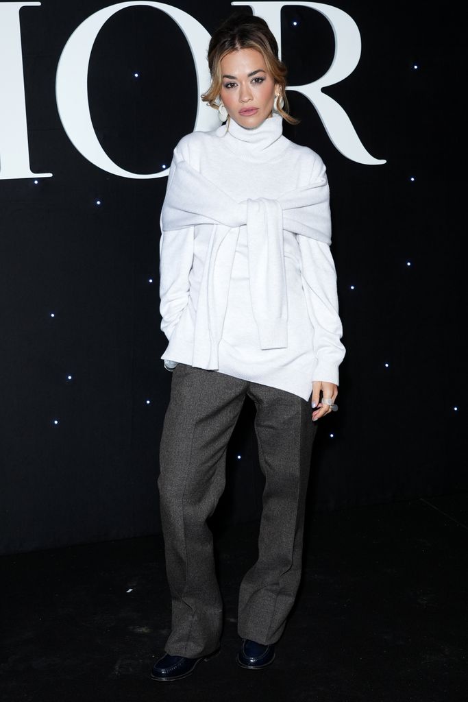 PARIS, FRANCE - JANUARY 19: (EDITORIAL USE ONLY - For Non-Editorial use please seek approval from Fashion House) Rita Ora attends the Dior Homme Menswear Fall/Winter 2024-2025 show as part of Paris Fashion Week on January 19, 2024 in Paris, France. (Photo by Francois Durand/Getty Images)