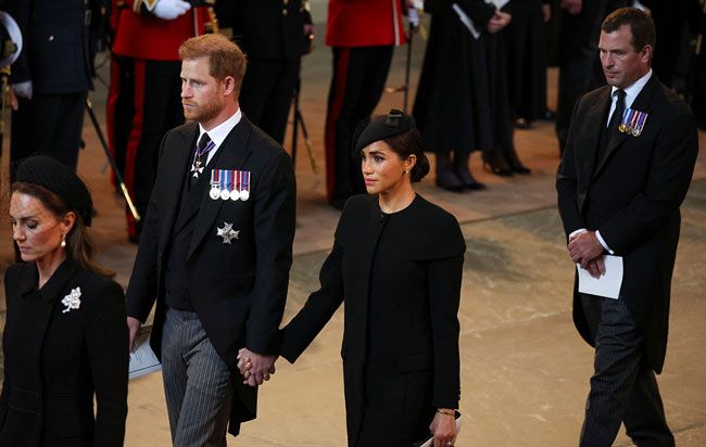 Prince Harry and Meghan Markle at Queen Elizabeths funeral