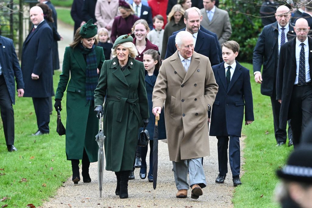 Queen Camilla and King Charles arrive at St. Mary Magdalene Church