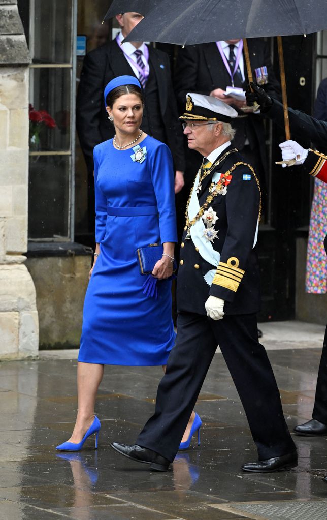 King Carl XVI Gustaf and Crown Princess Victoria arrive at Westminster Abbey