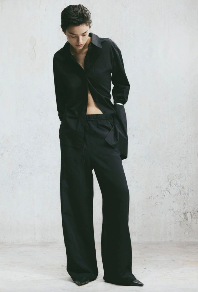 H&M Linen-Blend Wide-Leg Trousers