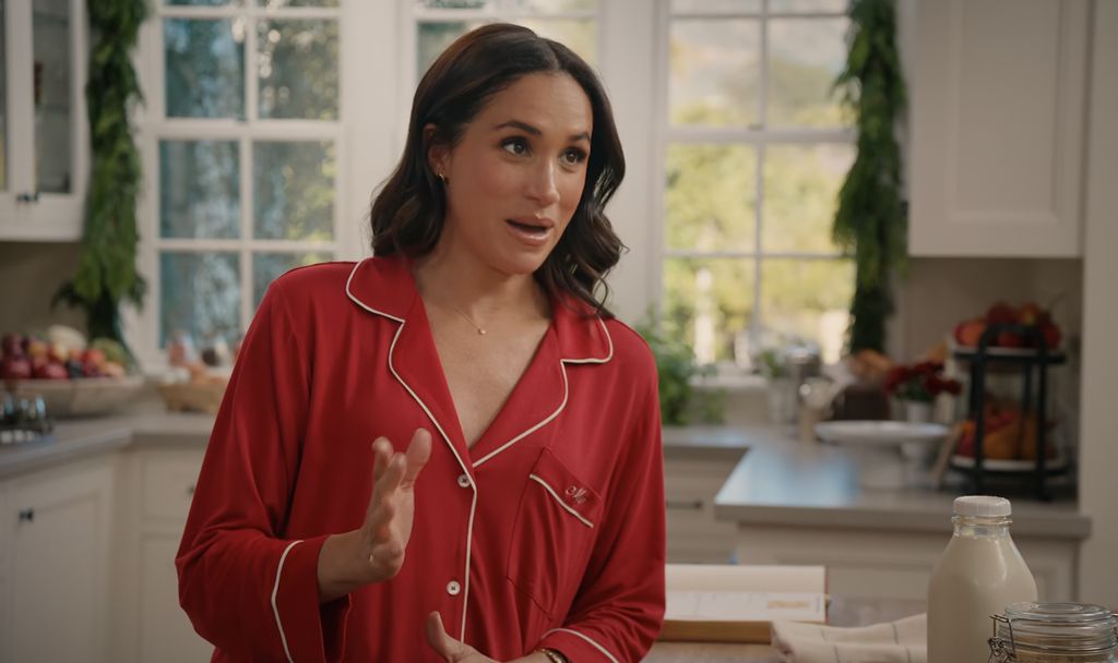 Meghan Markle pajamas in With Love, Meghan: Holiday Celebration