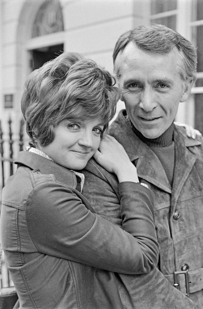 Black-and-white image of Julia McKenzie and Jerry Harte