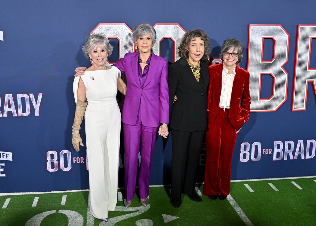 Rita Moreno, Jane Fonda, Lily Tomlin and Sally Field attend the Los Angeles Premiere Screening of Paramount Pictures' "80 For Brady" at Regency Village Theatre on January 31, 2023 in Los Angeles, California