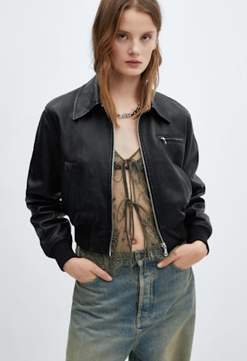 mango leather bomber jacket 