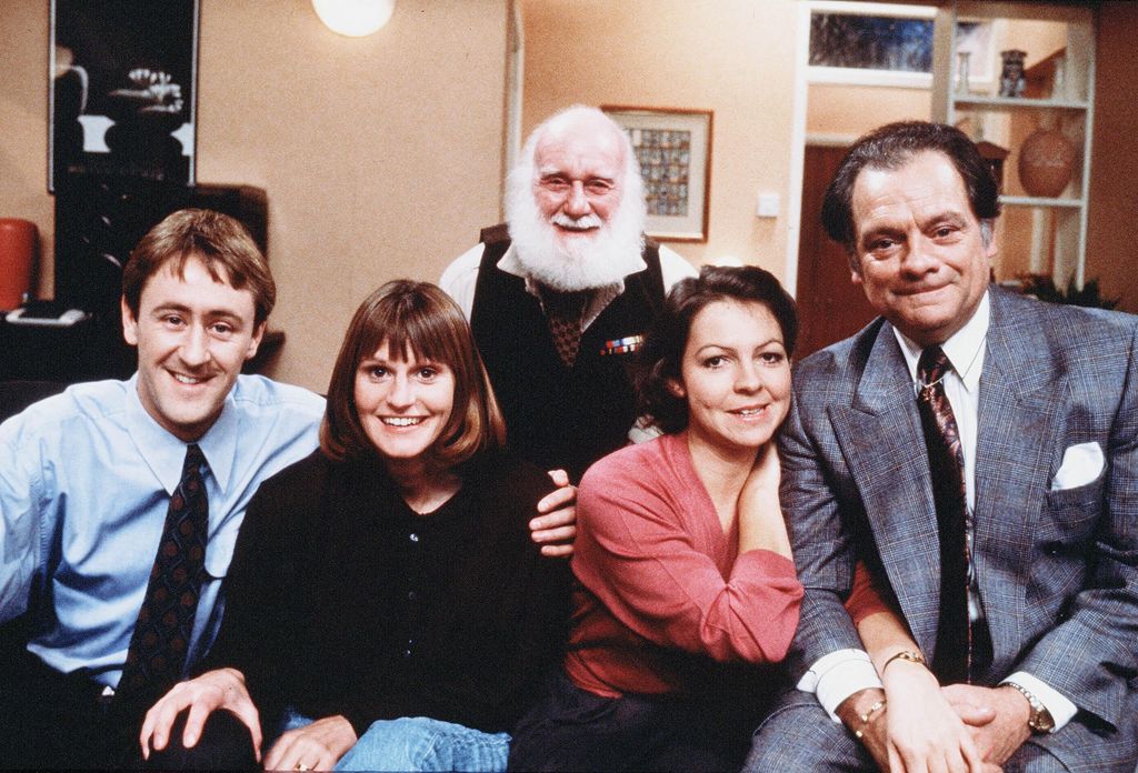 Nicholas Lyndhurst, Gwyneth Strong, Buster Merryfield, Tessa Peake-Jones and David Jason sitting together